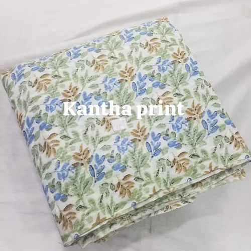 Kantha print cream blue